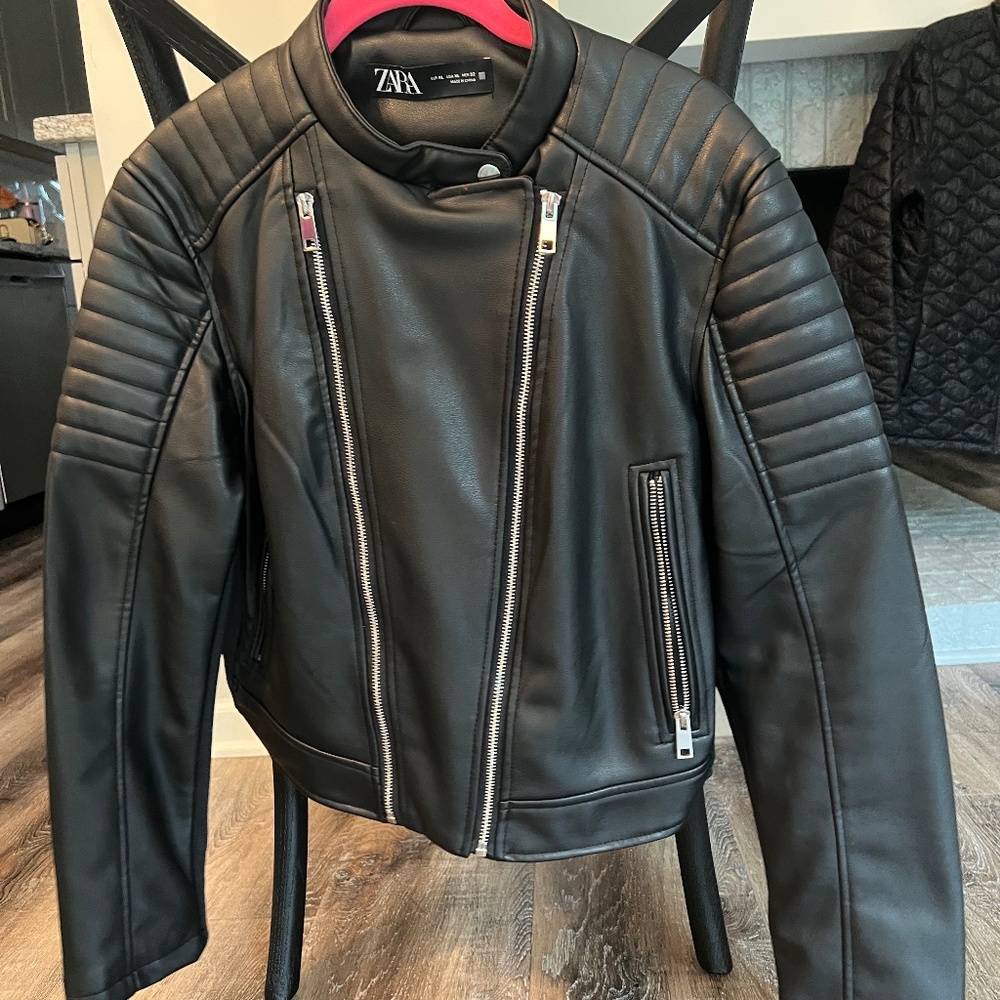 Zara Women's Faux Leather Bomber Jacket